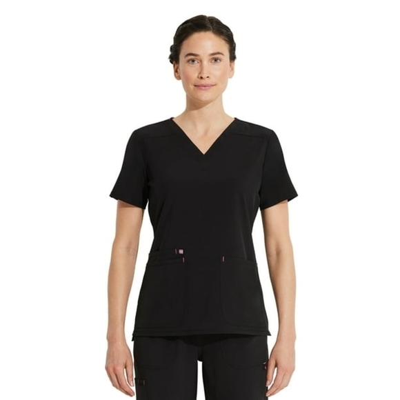 Scrubstar Tops - Scrubstar Black V Neck Short Sleeve V-Neck Scrub Top Size Medium